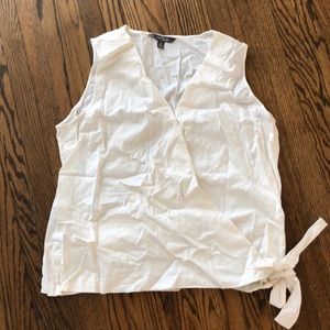 White Linen Wrap Sleeveless top with Bow detail